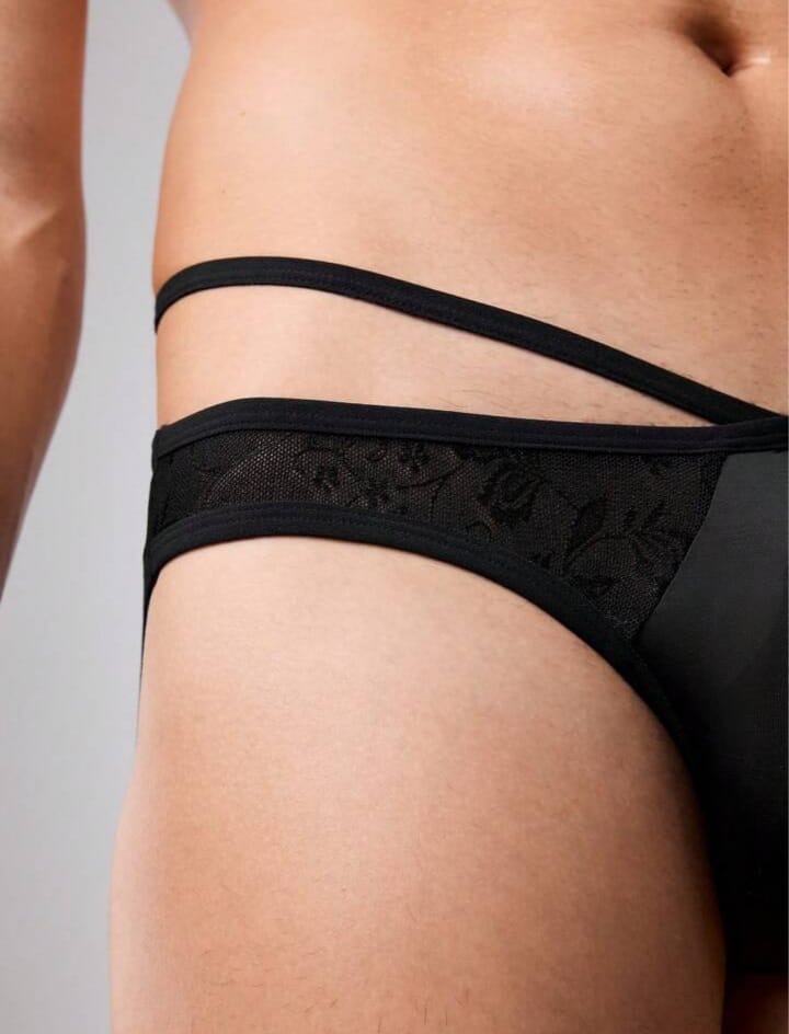 Men's Solid Color Lace Patchwork Underwear